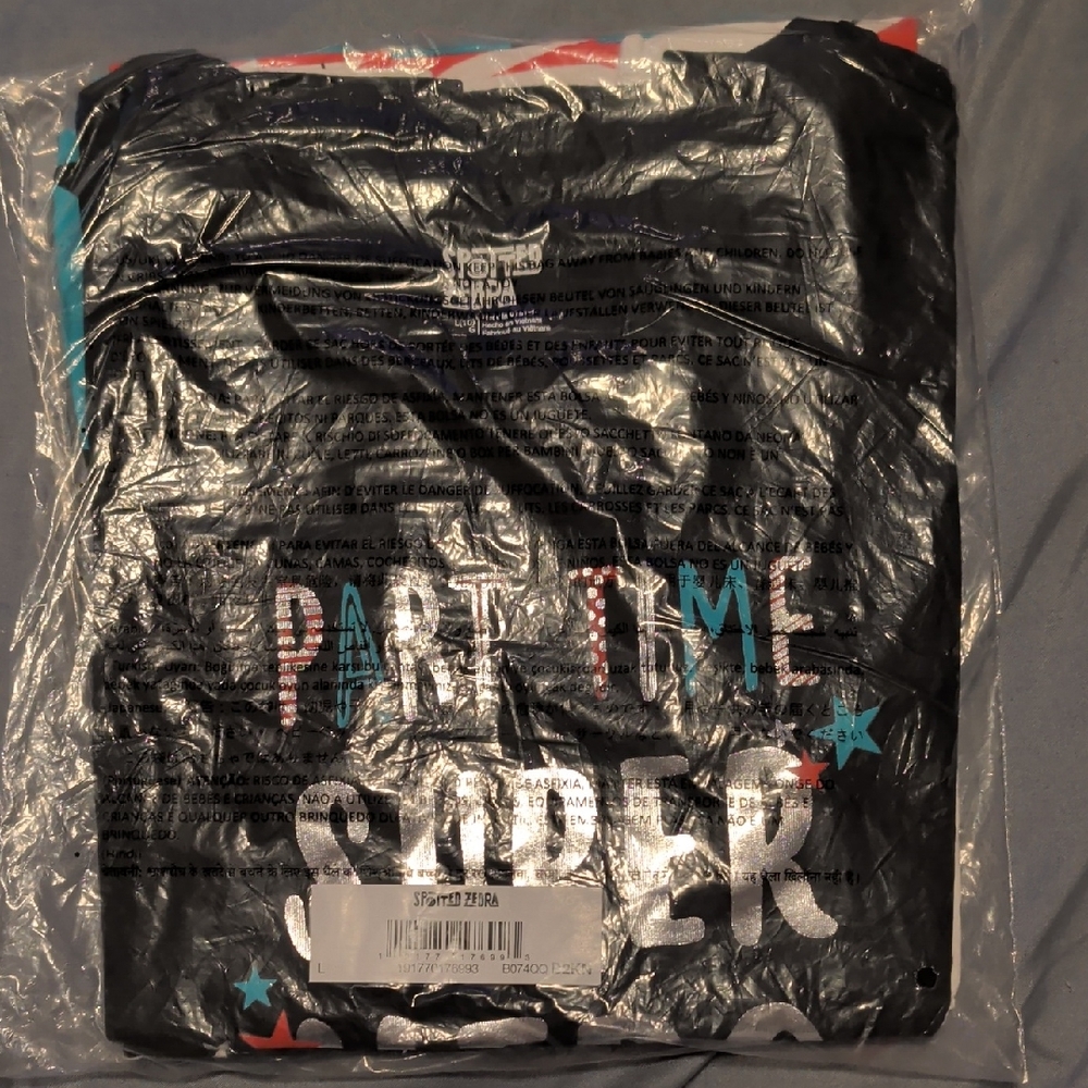 Black Graphic T-Shirt with Colorful Text